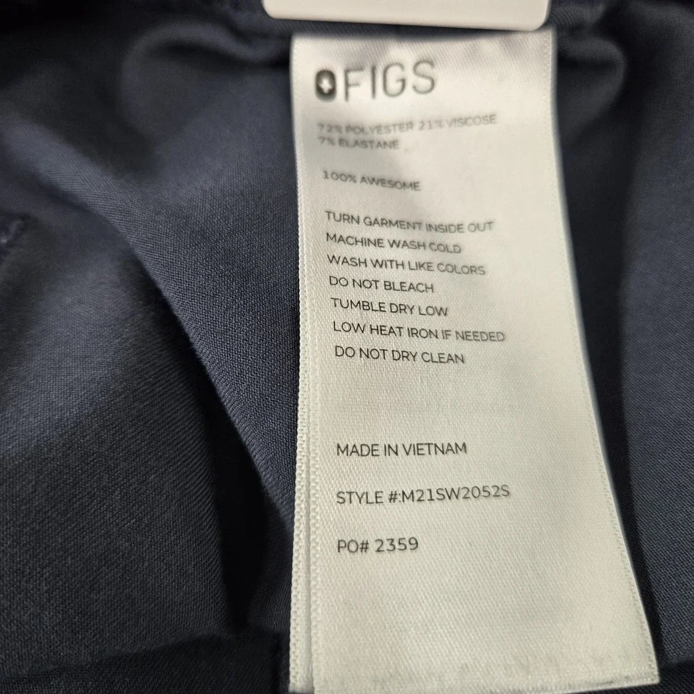 FIGS Men Scrub Pants Large Blue Cairo Cargo Pockets Drawstring 27
